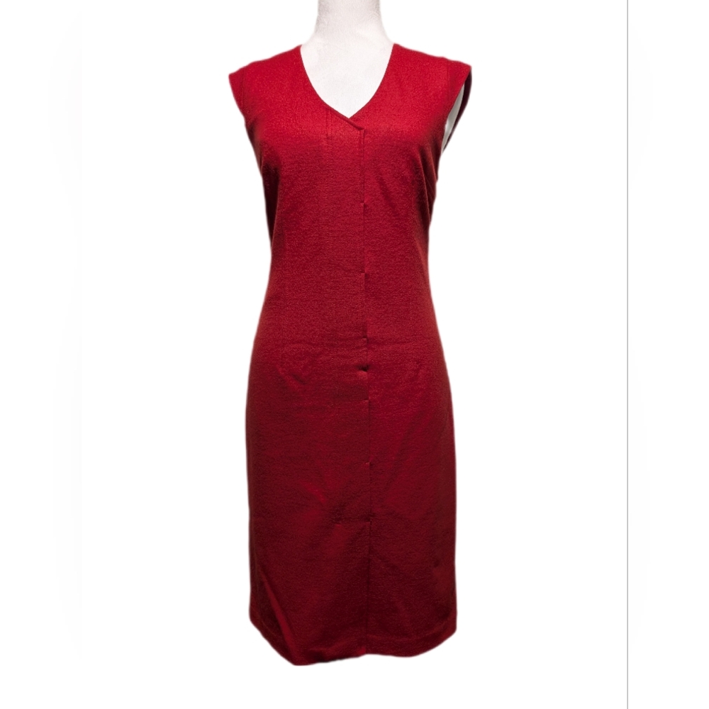 Teenflo 100% Wool Satin Lined Cap Sleeve Sheath Midi Bodycon Dress -4-